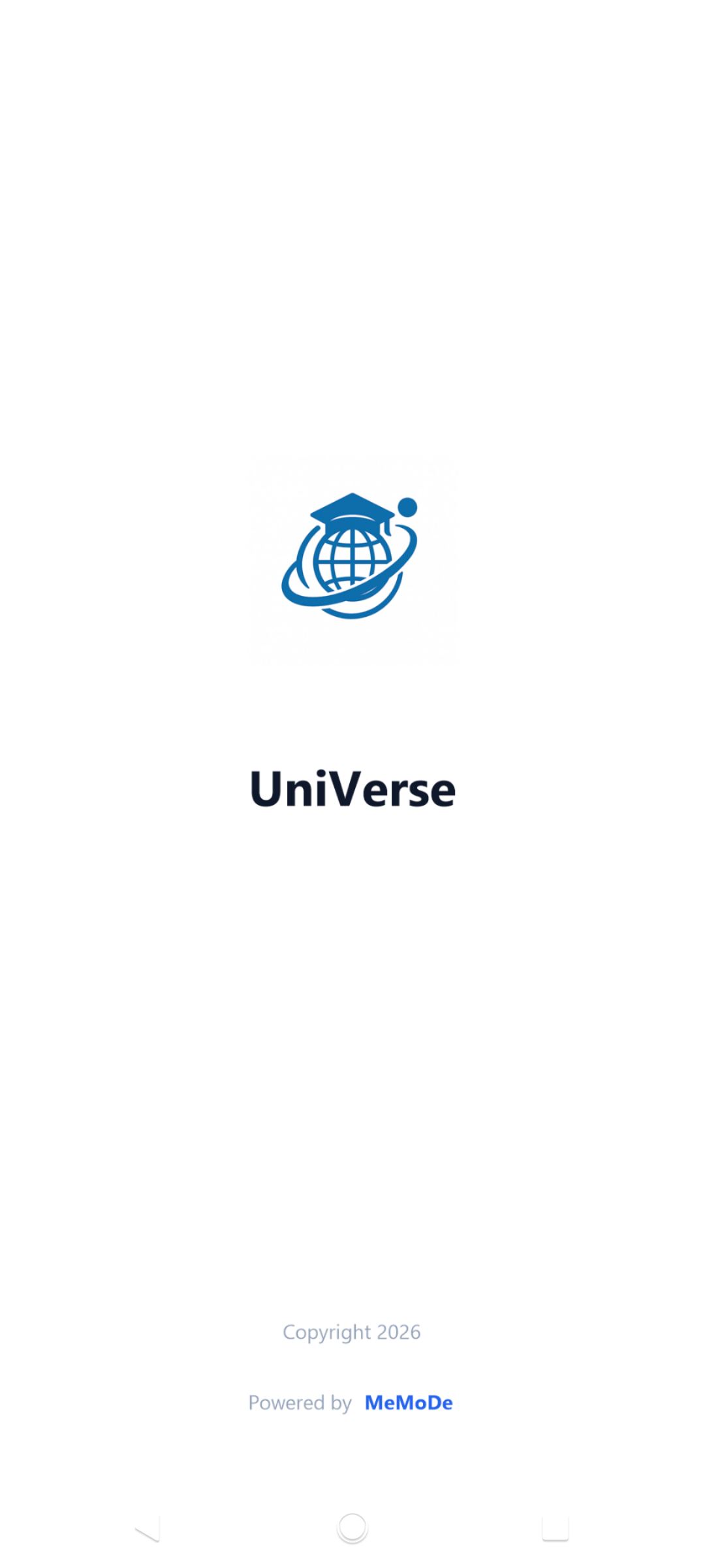 UniVerse açılış ekranı